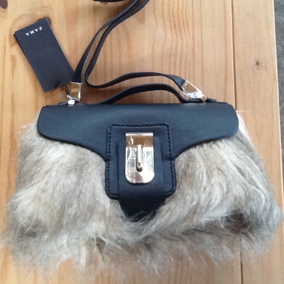 Zara Handbags - Zara Faux Fur Handbag Purse NWT